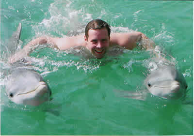 Swim with two dolphins